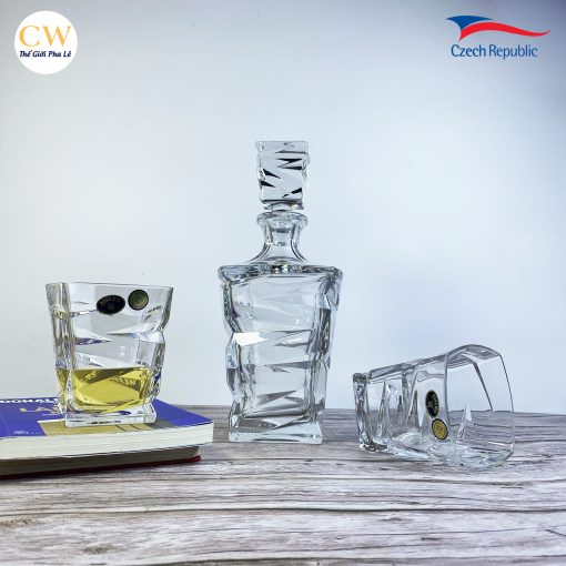 Bộ Bình Ly Rượu Mạnh Whisky Pha Lê Tiệp Khắc Bohemia Crystal ZigZag Cao Cấp